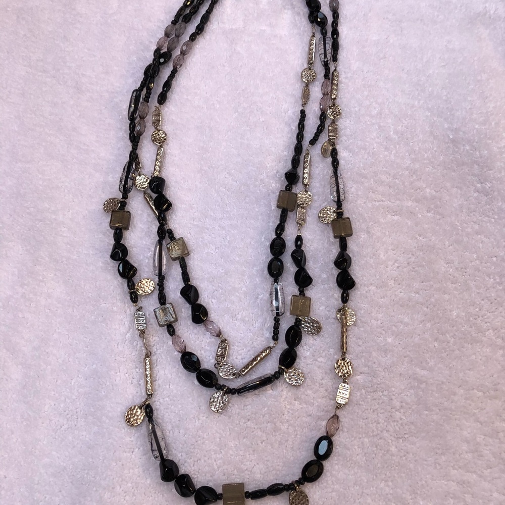 Chico’s Multi-strand Black and Silver Necklace